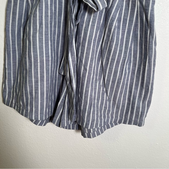High Paper Bag Waist Shorts Light Blue White Stripes - Picture 4 of 9